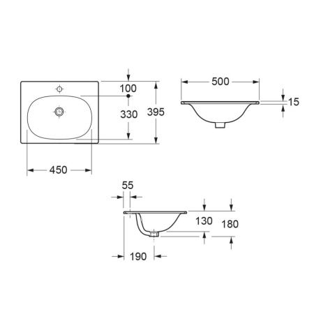 Раковина керамическая Cezares MOLVENO CZR-1923-500 50х40 подвесная цвет белый 1 отверстие под смеситель