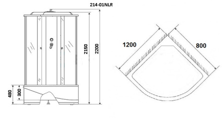 Душевая кабина Niagara Ultra 2140134LN 120х80 асимметричная с крышей ориентация левая