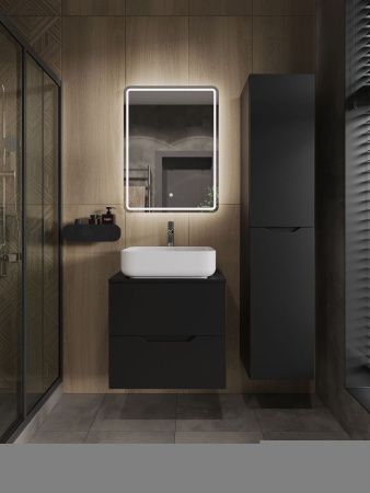 Тумба с раковиной Orange Line Li-60TubMDF+B05-500W 60х50 подвесная цвет черный