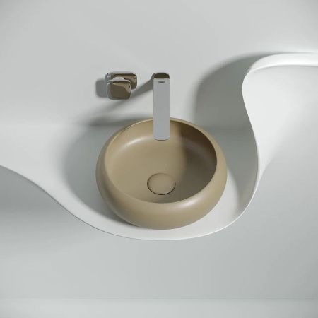 Раковина из сантехнического фарфора Ceramica Nova ELEMENT CN6050MC 40х40 накладная цвет коричневый без отверстий под смеситель