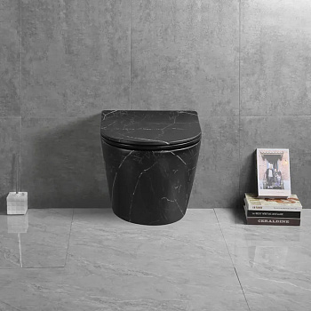 Унитаз подвесной Cerutti SPA CT9531 черный мрамор матовый с сиденьем микролифт безободковый смыв торнадо