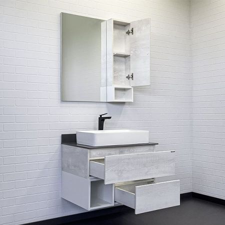 Тумба с раковиной Comforty Прага 00-00014831CF 80х50 подвесная цвет серый