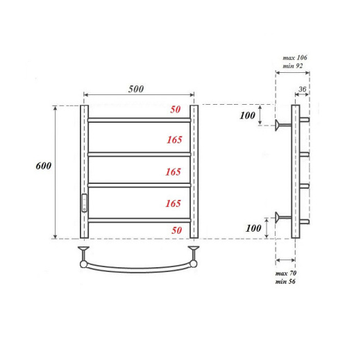 Полотенцесушитель Point Афина PN04756W электрический белый - фото 2