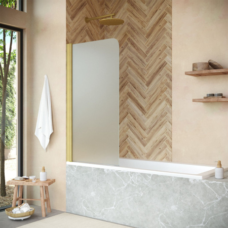 Душевая шторка на ванну Vegas-Glass EV+EV NOVO EV NOVO 76 03 10 L 76х139 стекло матовое профиль золото матовое ориентация левая