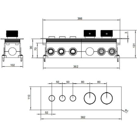 Смеситель для ванны с душем Allen Brau Liberty 5.33003-31 встраиваемый в стену черный с термостатом