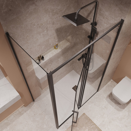 Боковая стенка Niagara Nova NG-A100B-34 100х195 стекло прозрачное профиль черный матовый