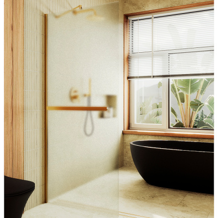 Душевая перегородка Maybah Glass MGD-725-3ш 69х195 стекло тонированное профиль золото глянцевое