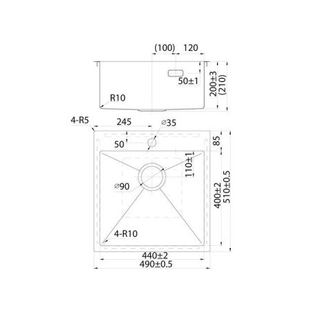 Кухонная мойка Iddis Haze HAZ49S0i77 50х50 цвет серый поверхность матовая