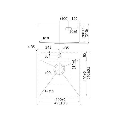 Кухонная мойка IDDIS Haze HAZ49S0i77 49х51 цвет сатин поверхность матовая - фото 2