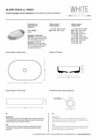 Раковина керамическая White Ceramic Blade W0527VA 60х40 накладная цвет зеленый