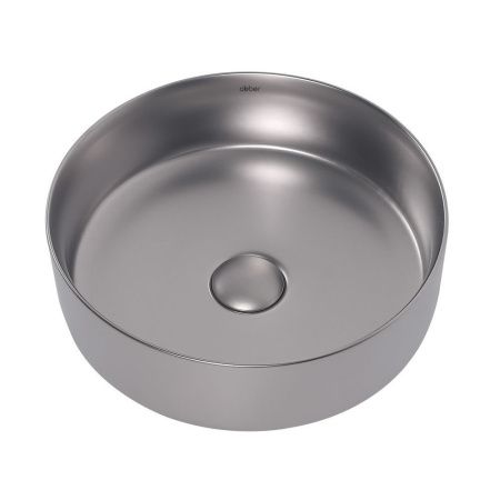 Раковина из сантехнического фаянса Abber BEQUEM AC2108MS 40х40 накладная цвет хром без отверстий под смеситель