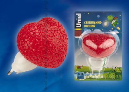Светильник настенный Uniel DTL-309 DTL-309-Сердечко/Red/1LED/0,1W