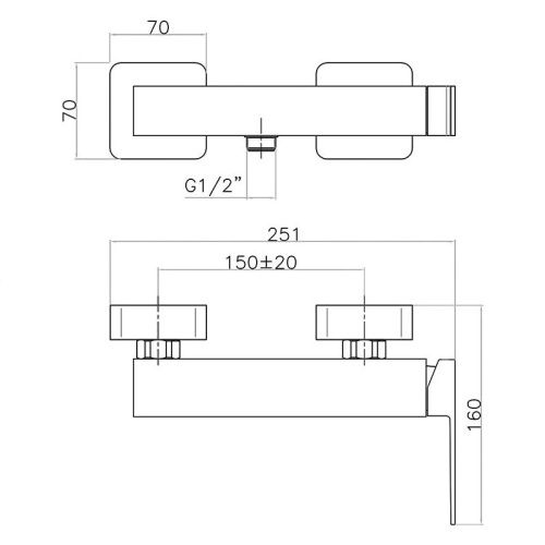 Смеситель для ванны и душа Webert Pegaso PE870101560 настенный черный - фото 3