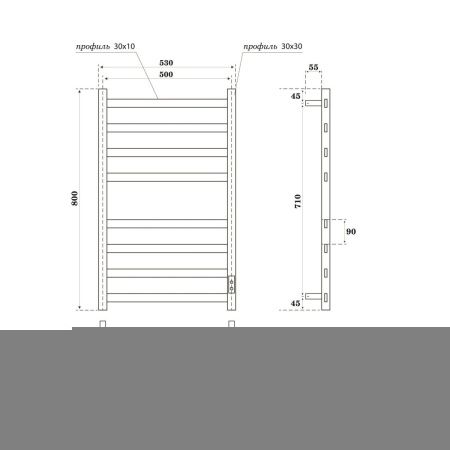 Полотенцесушитель электрический Point Меркурий PN83858GR 55х80 серый