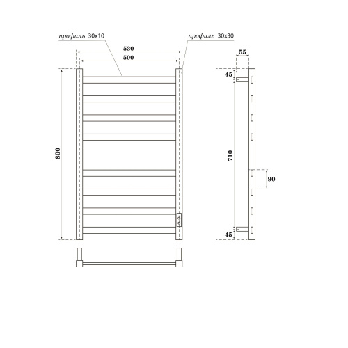 Полотенцесушитель Point Меркурий PN83858GR электрический графит - фото 2