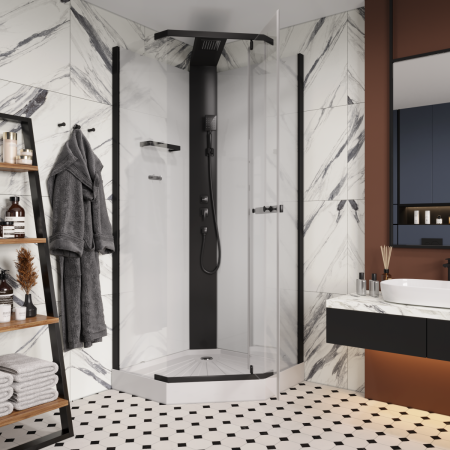 Душевая кабина Cerutti SPA CHIKA901B 90х90 пятиугольная без крыши ориентация универсальная