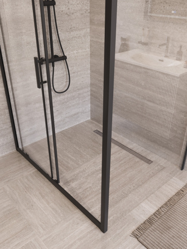 Душевой уголок BelBagno UNO-195 UNO-195-AH-1-130/100-C-NERO 130х100 стекло прозрачное профиль черный без поддона - фото 3