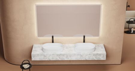 Раковина из сантехнического фаянса Abber BEQUEM AC2116 60х40 накладная цвет белый без отверстий под смеситель