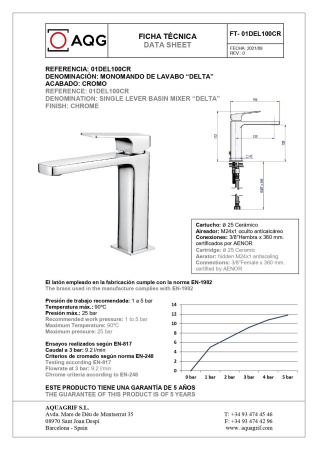 Смеситель AQG Delta 01DEL100CR на раковину хром