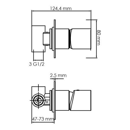 Смеситель для душа Wasserkraft Elbe 7400 7452 встраиваемый в стену черный