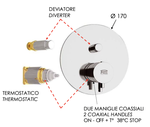 Смеситель для душа Remer Elegance NT09KBNO встраиваемый в стену черный с термостатом - фото 2