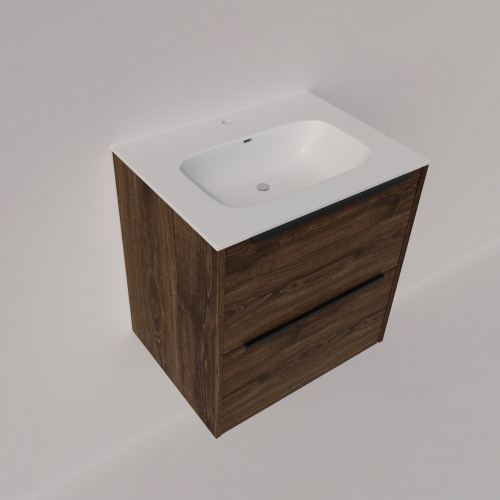 Тумба под раковину La Fenice Tesoro FNC-01-TES-DGT-60-2 59х39х62 подвесная цвет темно-коричневый матовый - фото 4