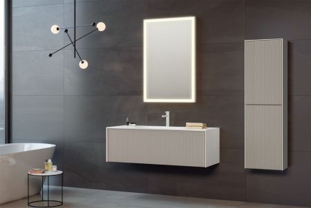 Тумба с раковиной Orka Cube 3000373 80х50 подвесная цвет бежевый/белый