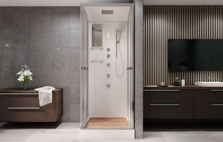 Душевая кабина AvaCan V8015 80х80 квадратная с крышей ориентация универсальная