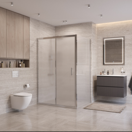 Душевой уголок BelBagno UNO-195 UNO-195-AH-1-130/90-P-Cr 130х90 стекло рифленое профиль хром без поддона