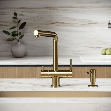 Смеситель для кухни Sancos Spin SC4015BG на мойку золото