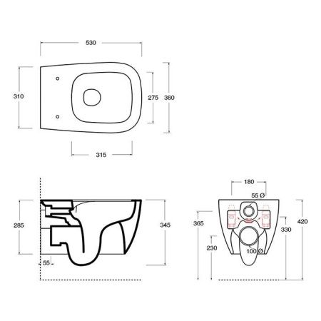 Унитаз подвесной Alice Wunder 45000108SET черный с сиденьем микролифт безободковый