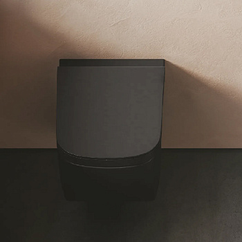 Чаша унитаза подвесная Hatria NEXT A0Y1F102 цвет черный матовый без сиденья безободковая душевой смыв