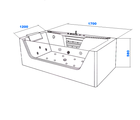 Ванна акриловая гидромассажная Cerutti SPA C-478A 170х120 пристенная прямоугольная с ножками