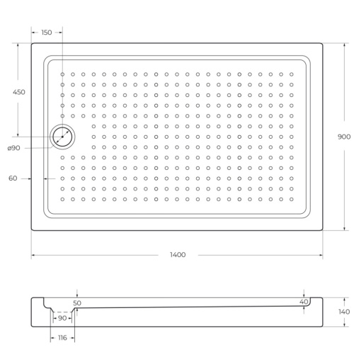 Душевой поддон Cezares TRAY-A-AH-140/90-15-W 140х90 акрил белый - фото 2