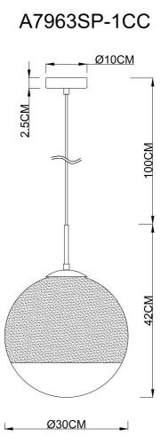 Светильник подвесной Arte Lamp JUPITER chrome (ДЖУПИТЕР цхроме) A7963SP-1CC - фото 2