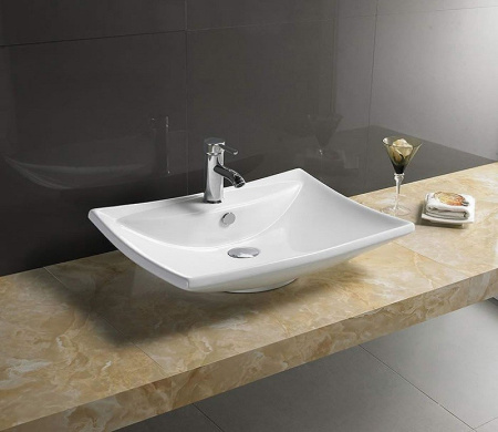 Раковина из санфаянса CeramaLux 9111 61х44 накладная цвет белый 1 отверстие под смеситель