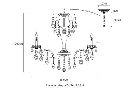 Люстра подвесная Crystal Lux Montana (Монтана) MONTANA SP12