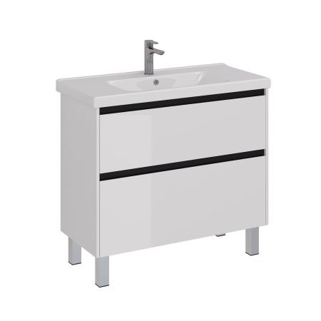 Тумба под раковину LeMark Combi LM03C100T-black 100х40 напольная цвет белый