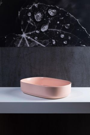 Раковина керамическая Allen Brau Fantasy 4.11022.SM 60х40 накладная цвет розовый без отверстий под смеситель