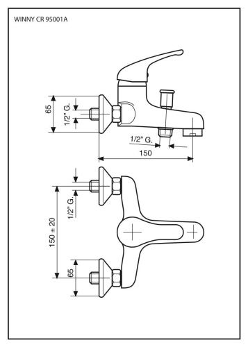 Смеситель Emmevi Winny 95001/CR настенный хром - фото 2