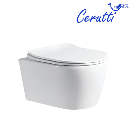 Унитаз подвесной Cerutti SPA CT10362 белый с сиденьем микролифт безободковый каскадный смыв