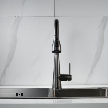 Смеситель для кухни Shevanik S363T на мойку оружейная сталь