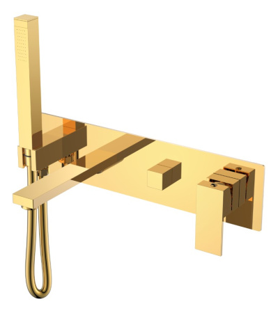 Смеситель Boheme Qubic 474-2-G встраиваемый золото