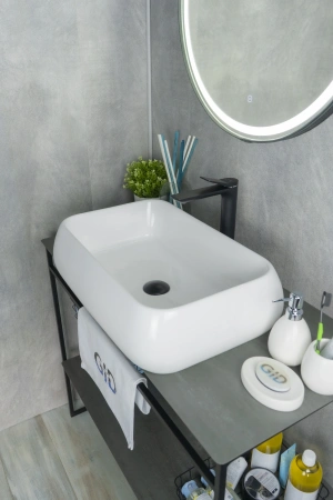 Раковина керамическая Gid Geométrico 51134 60х40 накладная цвет белый без отверстий под смеситель