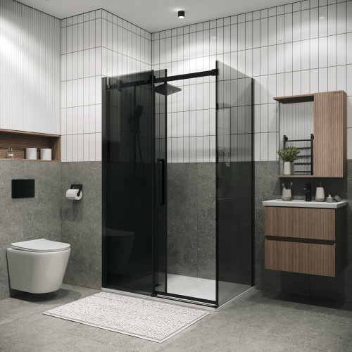 Душевой уголок Grossman Classic 120.K33.04.1390.21.10 130х90 стекло тонированное профиль черный матовый - фото 4