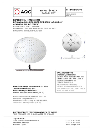 Душевая антикальцевая головка AQG 11ATL0220R40 цвет хром - фото 2