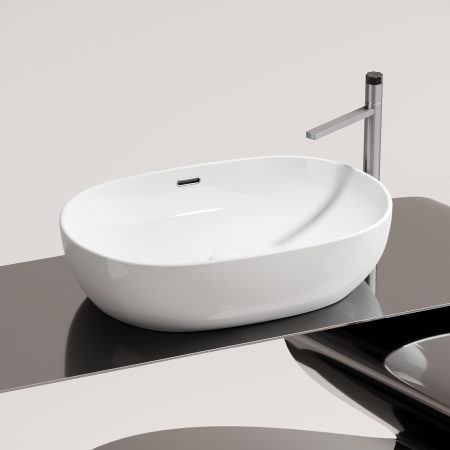 Раковина из сантехнического фарфора Ceramica Nova ELEMENT CN6064 61х42 накладная цвет белый без отверстий под смеситель