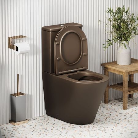 Унитаз напольный с бачком Grossman Color GR-4480BRMS коричневый с сиденьем безободковый каскадный смыв