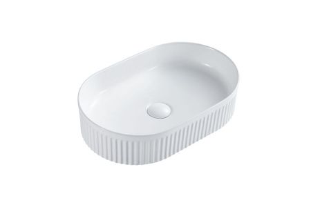 Раковина из сантехнического фарфора Sintesi SIN-LVB-APP-417 50х30 накладная цвет белый без отверстий под смеситель