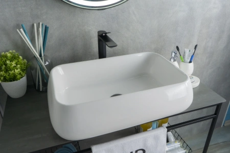 Раковина керамическая Gid Geométrico 51134 60х40 накладная цвет белый без отверстий под смеситель